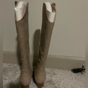 Tan, knee high cowboy boots, Pink Lily